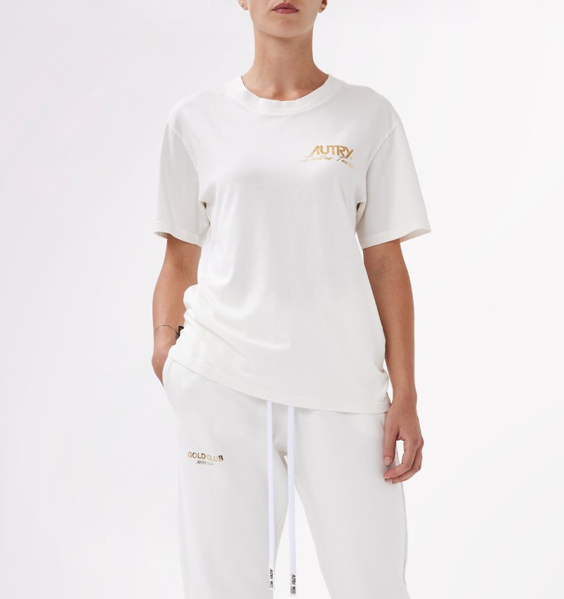 Autry Crew Neck T-shirts Damen Gold | OC31-5471U2