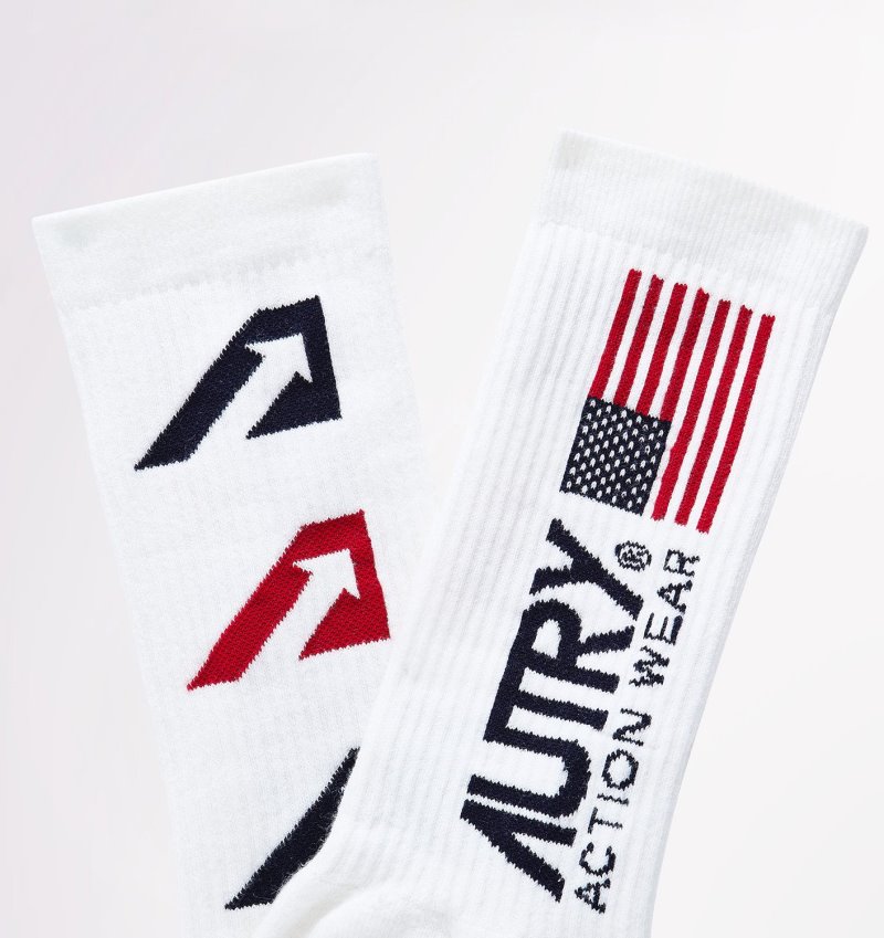Autry Iconic Action Socken Herren Weiß | BS61-3341Z8