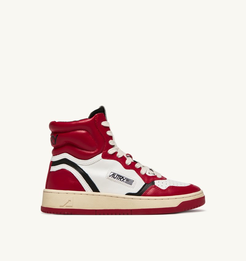 Autry Liberty High Sneaker Damen Weiß Rot | EJ11-4701R4