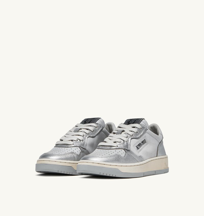 Autry Liberty Open Low Sneaker Damen Grau Silber | SZ52-0842G7