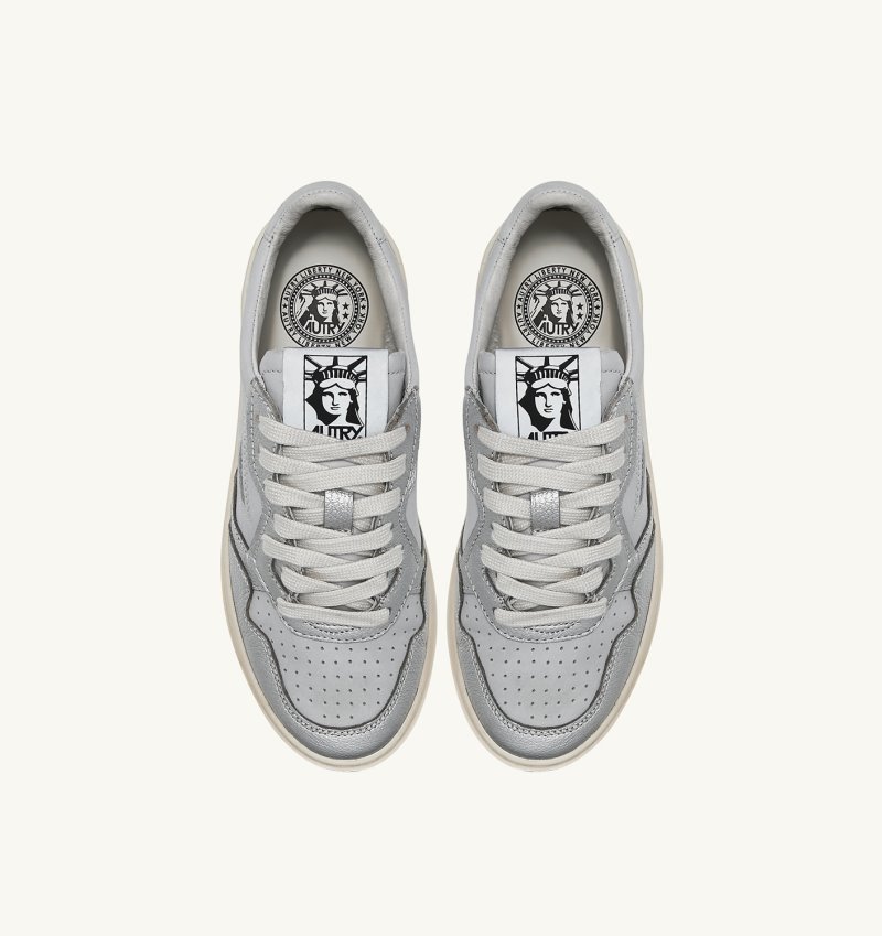 Autry Liberty Open Low Sneaker Damen Grau Silber | SZ52-0842G7