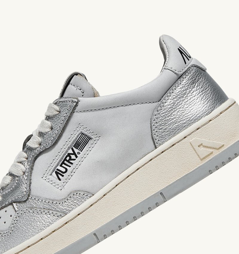 Autry Liberty Open Low Sneaker Damen Grau Silber | SZ52-0842G7