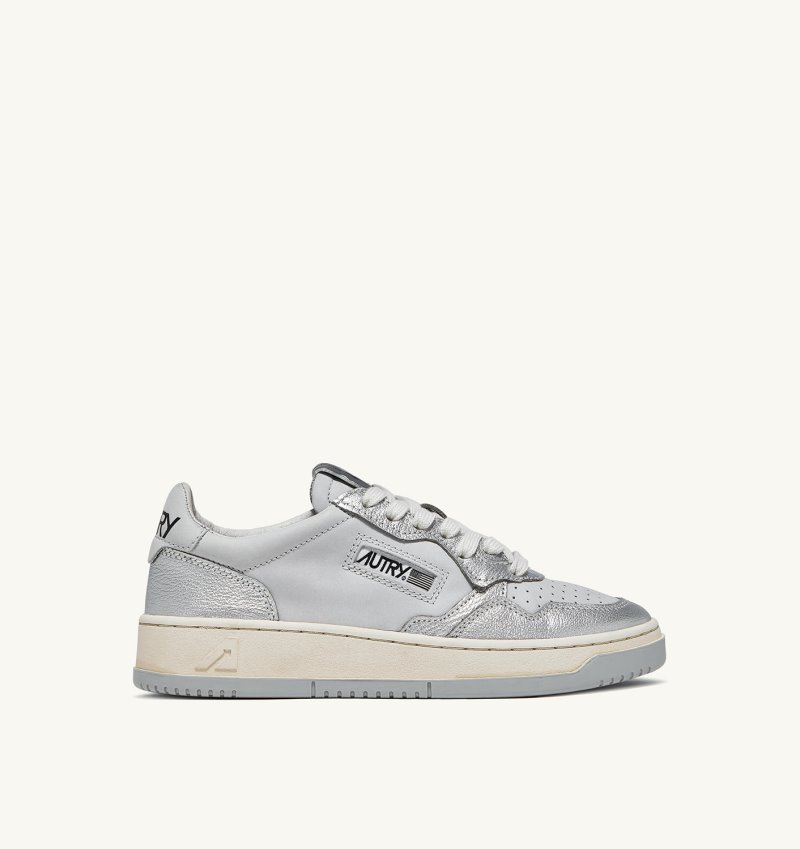 Autry Liberty Open Low Sneaker Damen Grau Silber | SZ52-0842G7