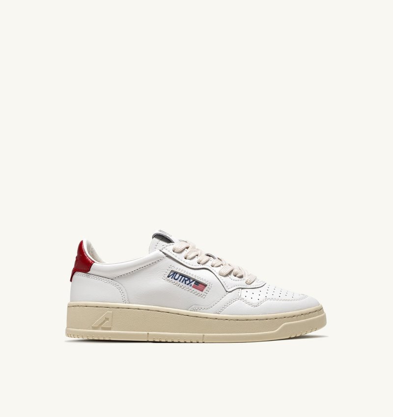 Autry Medalist Low Sneaker Damen Weiß Rot | IO05-3845P6