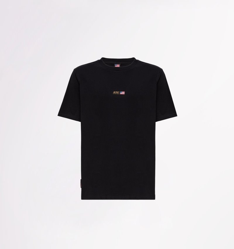 Autry Micro Logo Print Crew Neck T-shirts Herren Schwarz | KJ69-3199R4
