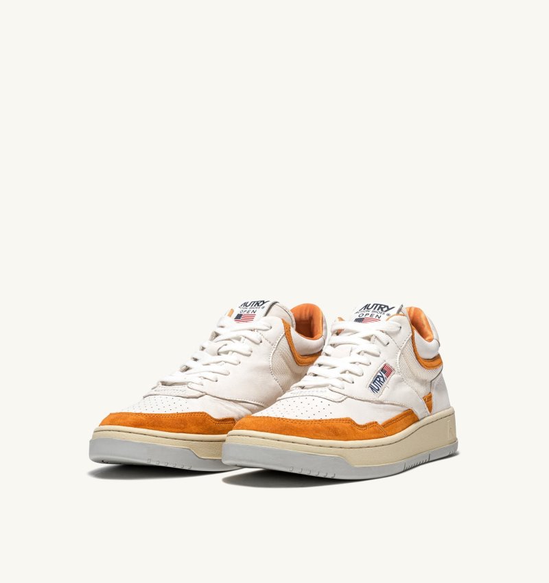 Autry Open Mid Sneaker Herren Weiß Orange | NX07-7027R4
