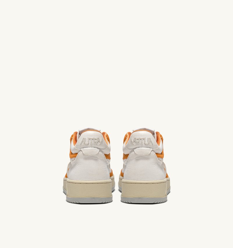 Autry Open Mid Sneaker Herren Weiß Orange | NX07-7027R4