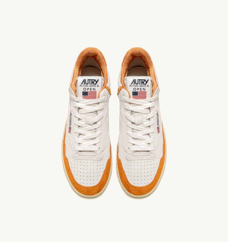 Autry Open Mid Sneaker Herren Weiß Orange | NX07-7027R4