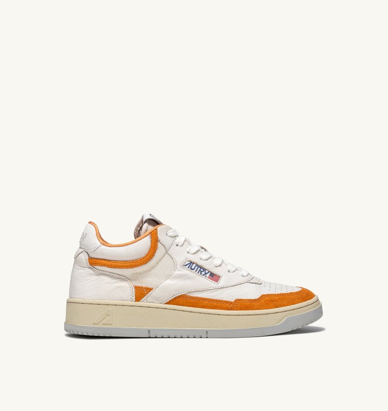 Autry Open Mid Sneaker Herren Weiß Orange | NX07-7027R4