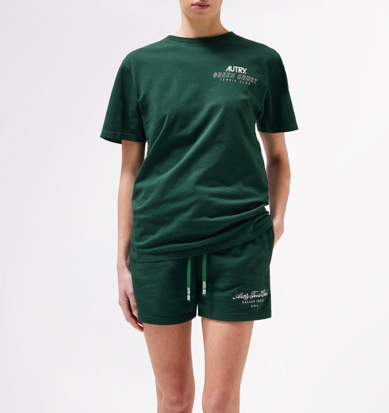 Autry Tennis Club Court T-shirts Damen Grün | OJ90-8740Y8